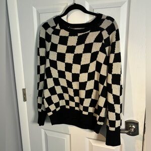 Cable Stitch Geometric Black and White Sweater Size S